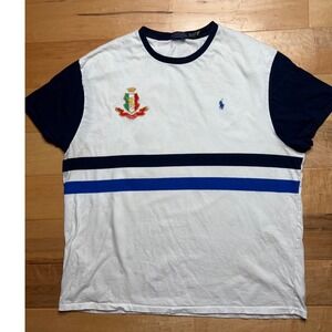 Polo Ralph Lauren T-Shirt Men XXL White Italia Crest Striped Classic Fit ITA 24